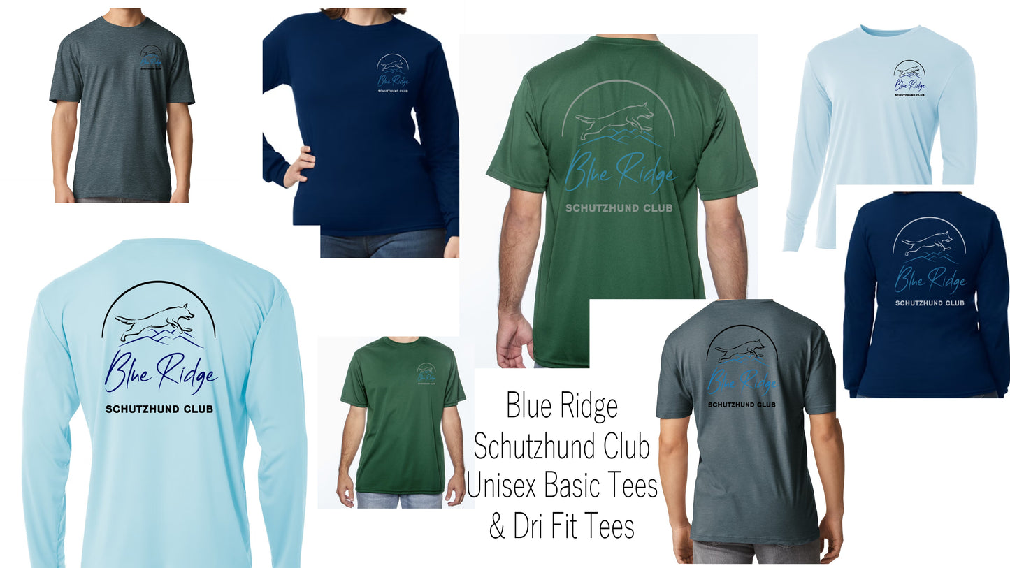 Blue Ridge Schutzhund Club Unisex Basic Tees and Dri Fit Tees
