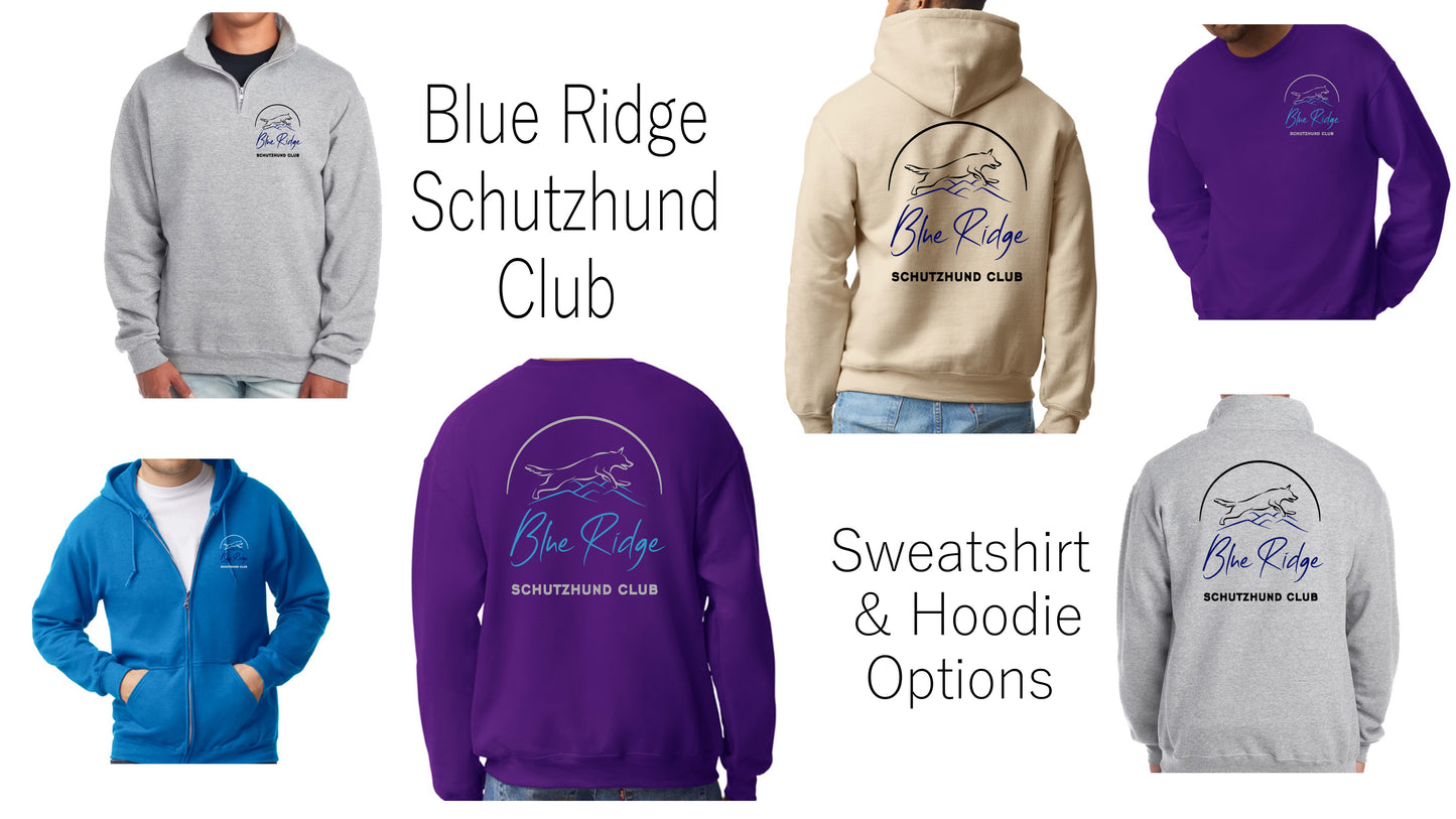 Blue Ridge Schutzhund Club Sweatshirts and Hoodie Options
