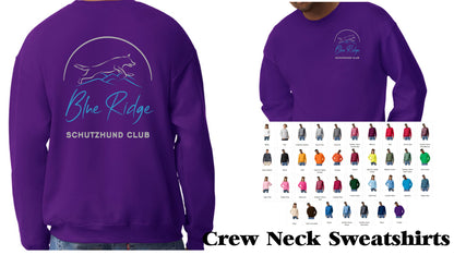 Blue Ridge Schutzhund Club Sweatshirts and Hoodie Options