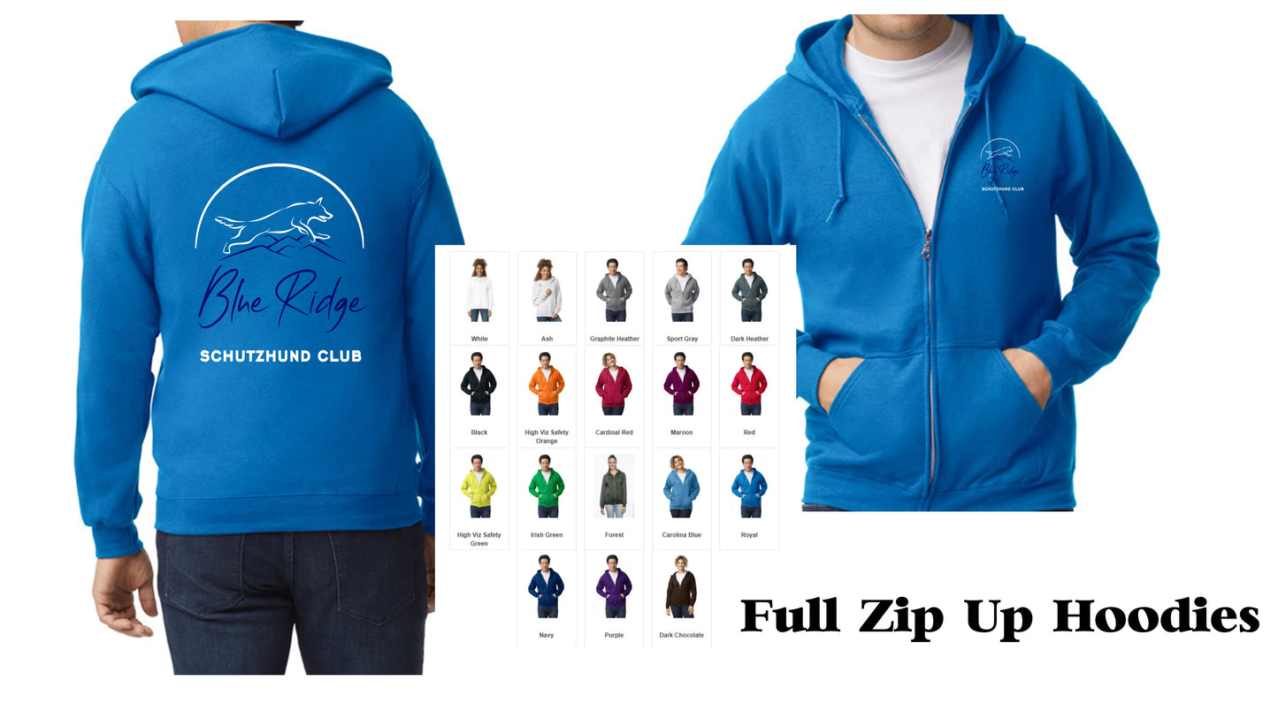 Blue Ridge Schutzhund Club Sweatshirts and Hoodie Options
